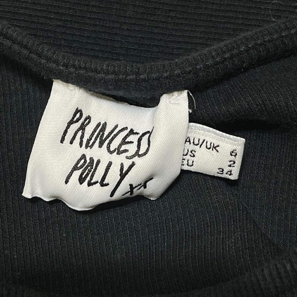 Princess Polly Knit Mini Dress Cap Sleeve Ribbed Solid Black Stretch Size 2 - Picture 3 of 7